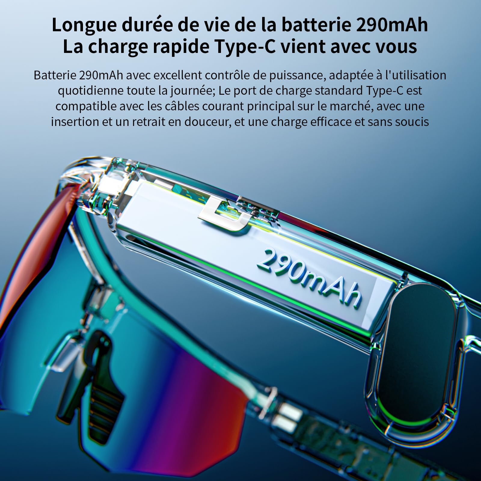 LOKMAT AI Lunettes intelligentes avec caméra, lunettes de soleil polarisées, étanches, anti-UV, anti-chocs, idéales pour le cyclisme et la randonnée - W640 Blanc