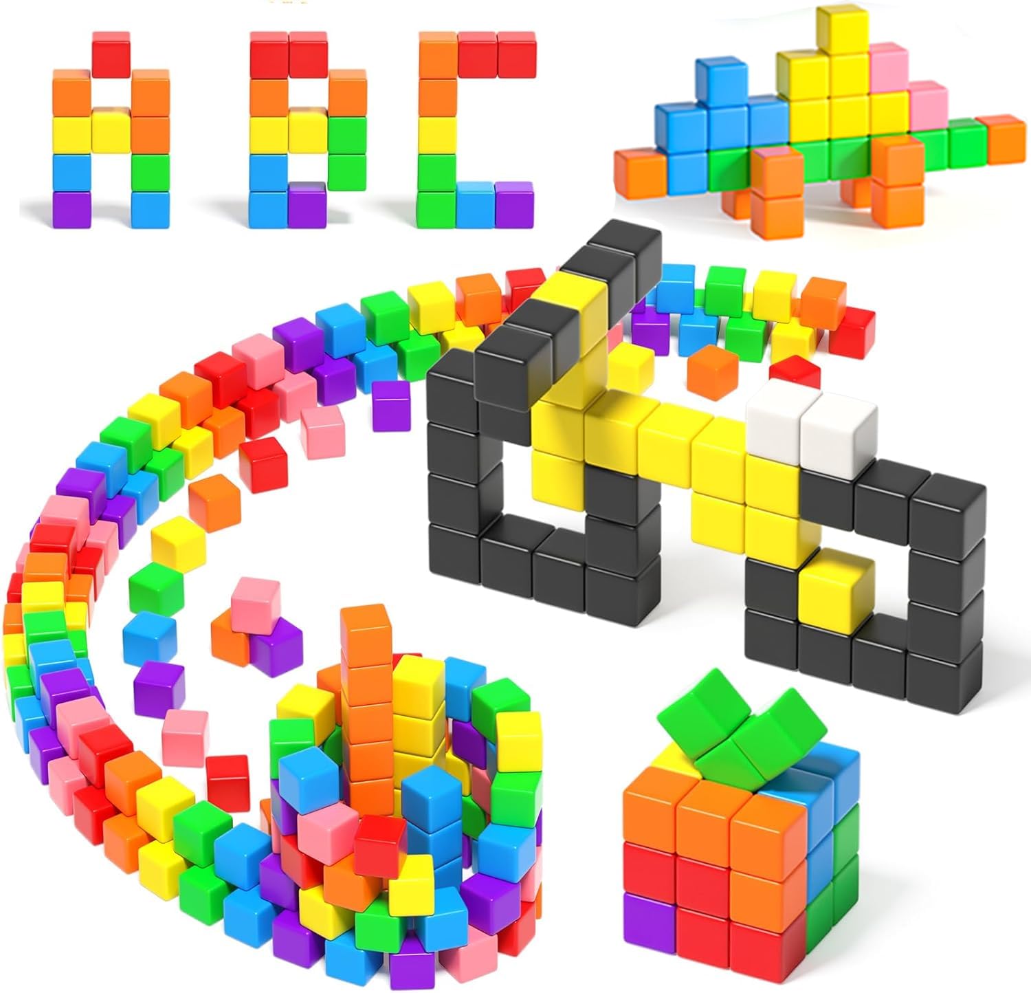 54 PCS Magnetic Blocks, Magnetic Building Blocks for Toddlers 3+, Montessori Toys, Magnet Cubes, Preschool STEM Educational Sensory Magnet Toys for Kids Ages 3-5 Year Old Boys and Girls