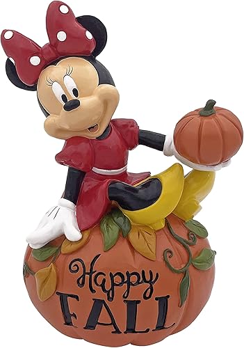 Disney Minnie Mouse Happy Fall - Estatua de jardín al aire libre, 7 pulgadas de alto, producto oficial de Disney