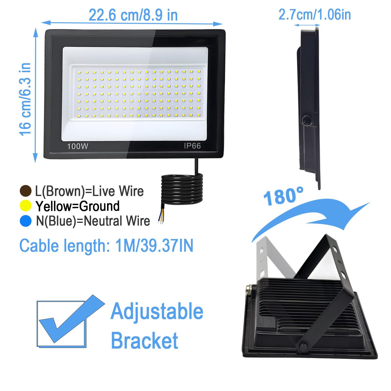 2 Stuks Led-Spot voor Buiten, Tkdaksy 1M kabel 6500K Koel Wit 5000 LM led Schijnwerper, Led Schijnwerper Buiten IP66 waterdicht, voor Tuinen, Terrassen, Binnenplaatsen, Balkons, Parken, Garages 2 Stuks Led-Spot voor Buiten, Tkdaksy 1M kabel 6500K Koel Wit 5000 LM led Schijnwerper, Led Schijnwerper Buiten IP66 waterdicht, voor Tuinen, Terrassen, Binnenplaatsen, Balkons, Parken, Garages