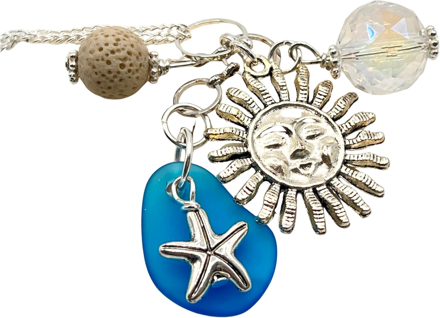 Rear View Mirror Crystal Sun Catcher for Car - Sea Glass, Sun & Starfish Charm - Valentines Day Gifts for Women - Image 5