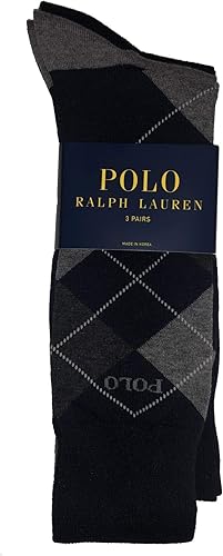 Polo Ralph Lauren 3 pares de calcetines para hombre ArgyleSolid Multi, 10-136-12.5 (talla de zapato), Multi