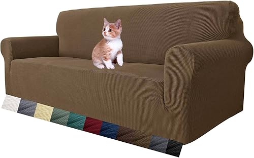 Miniatura 24 de MAXIJIN Fundas para sofá de 3 cojines (71"-91"), funda elástica de 1 pieza para sofá, protector de muebles con parte inferior elástica para niños y