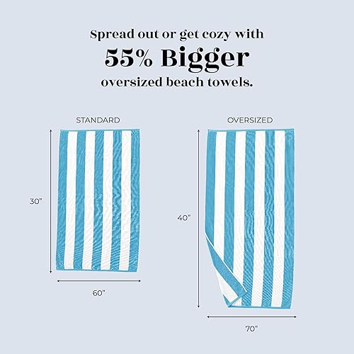 Miniatura 5 de Toalla Great Bay Home de playa, de terciopelo, gran tamaño, 100 % algodón, líneas verticales, para alberca, 40 x 70 pulgadas, para adulto