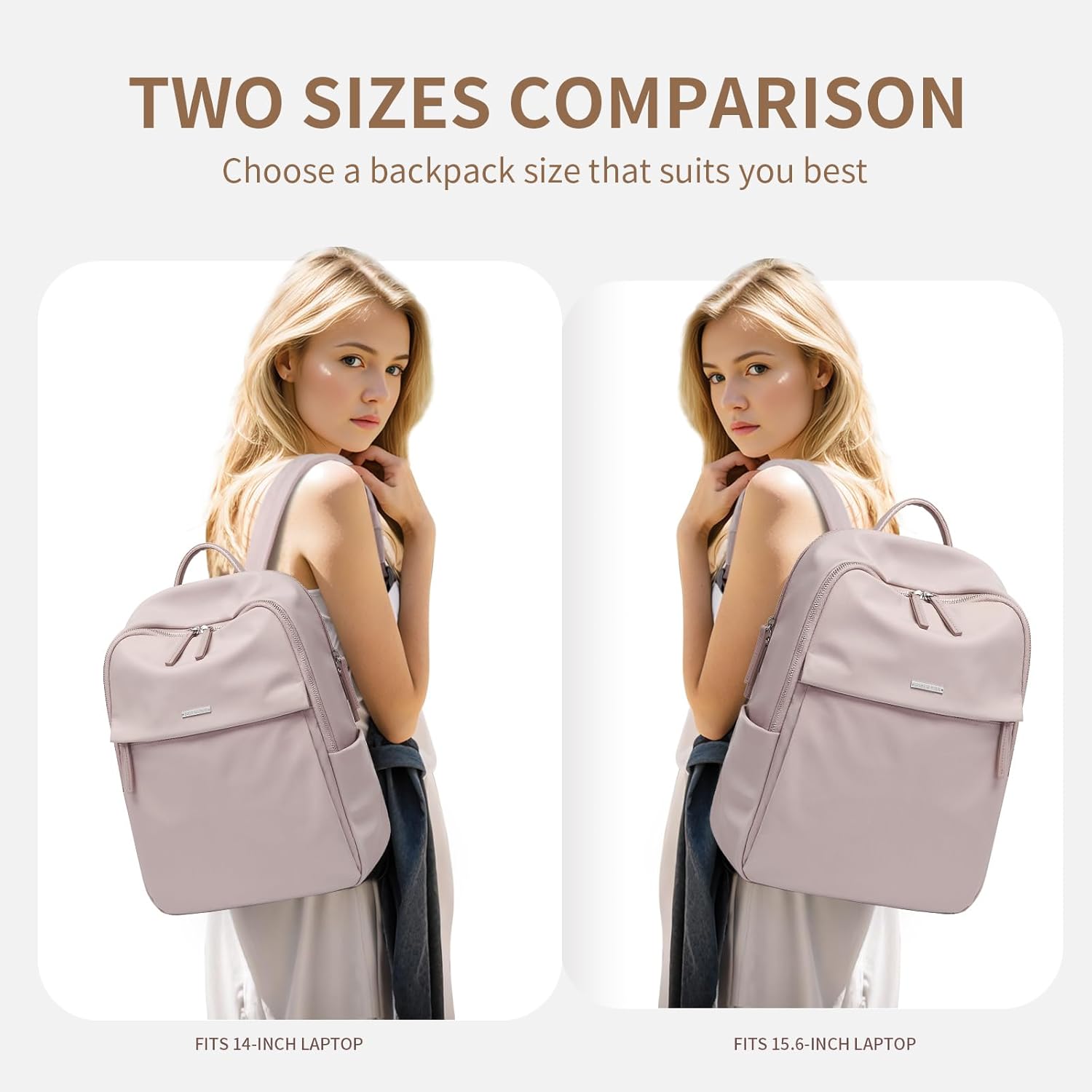 GOLF SUPAGS Womens Laptop Backpack with Separate Laptop Compartment Water Resistant Computer Backpacks Fits 14 Inch Notebook Travel Work College Bags (14-Inch, Pinkish Grey) - Image 6