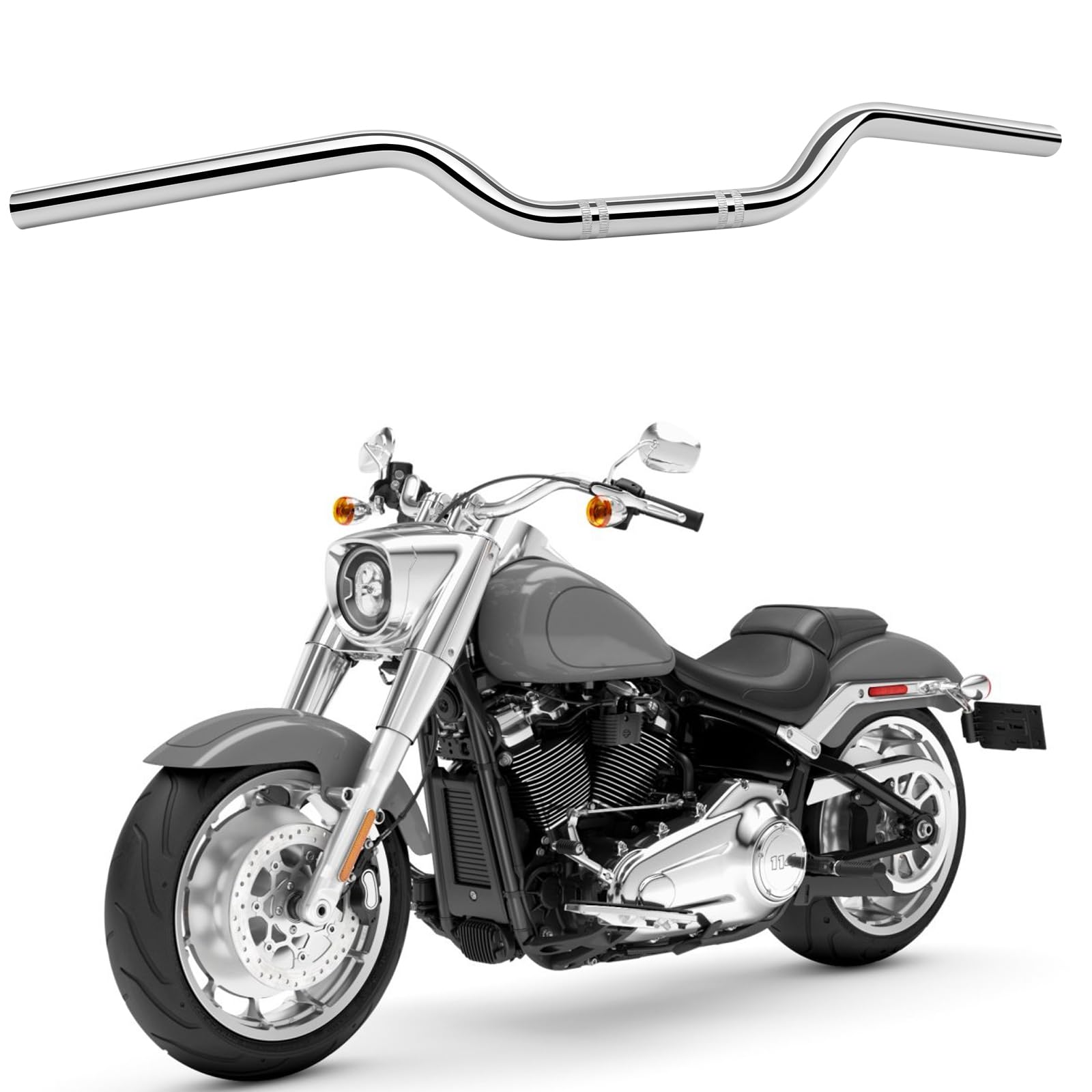DREAMIZER Manubrio per Moto 7/8" 22mm Manubri Drag Bars Universale per Cafe Race Bobber Motocross Dirt Pit Bike ATV Ebike Mini Bike, Nero (22mm-Cromo)
