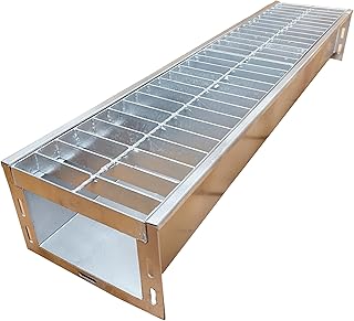 304 Stainless Steel Channel Drain with Galvanized Steel Grate 39.4x9x6 in, B-Class 28100 lbs