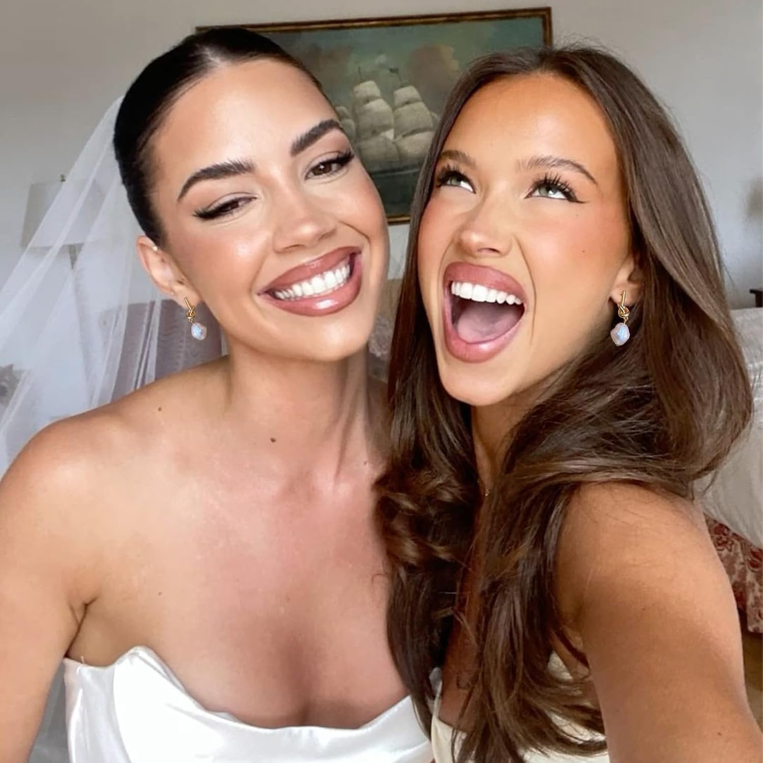 Bridesmaid Proposal Gifts Set Gold Knot Pearl Earrings for Bridesmaids Maid of Honor Matching Bridal Party Jewelry - Image 2