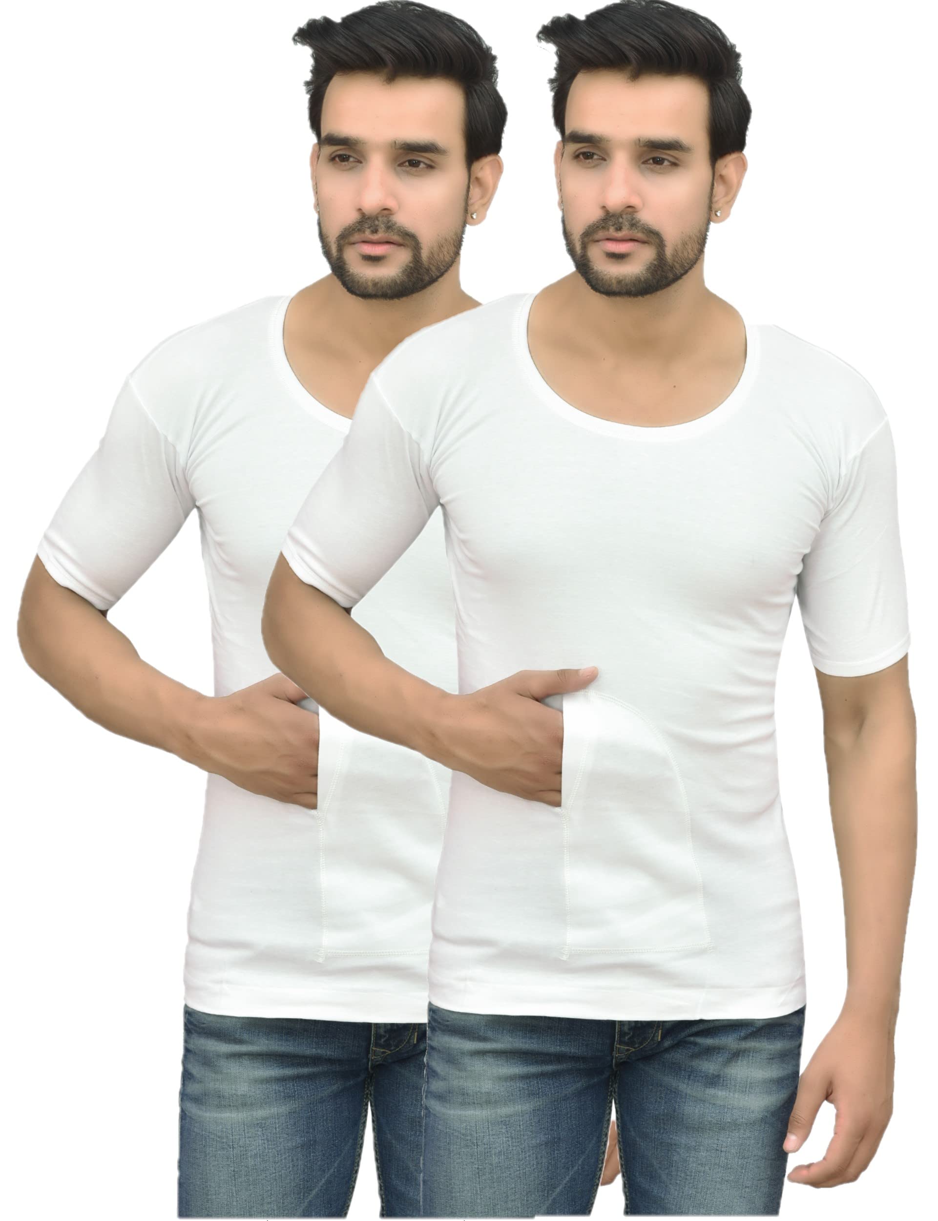 UNDERLOOP White Vest with Pocket Pack of 2