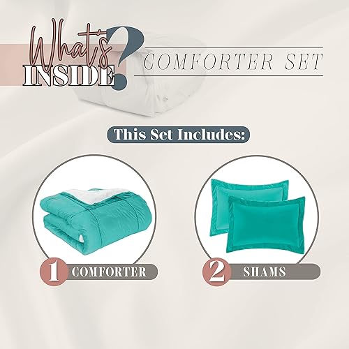 Miniatura 5 de Elegant Comfort Juego de edredón sherpa súper suave de 3 piezas de calidad premium, reversible pesado de microfibra alternativa al plumón, edredón