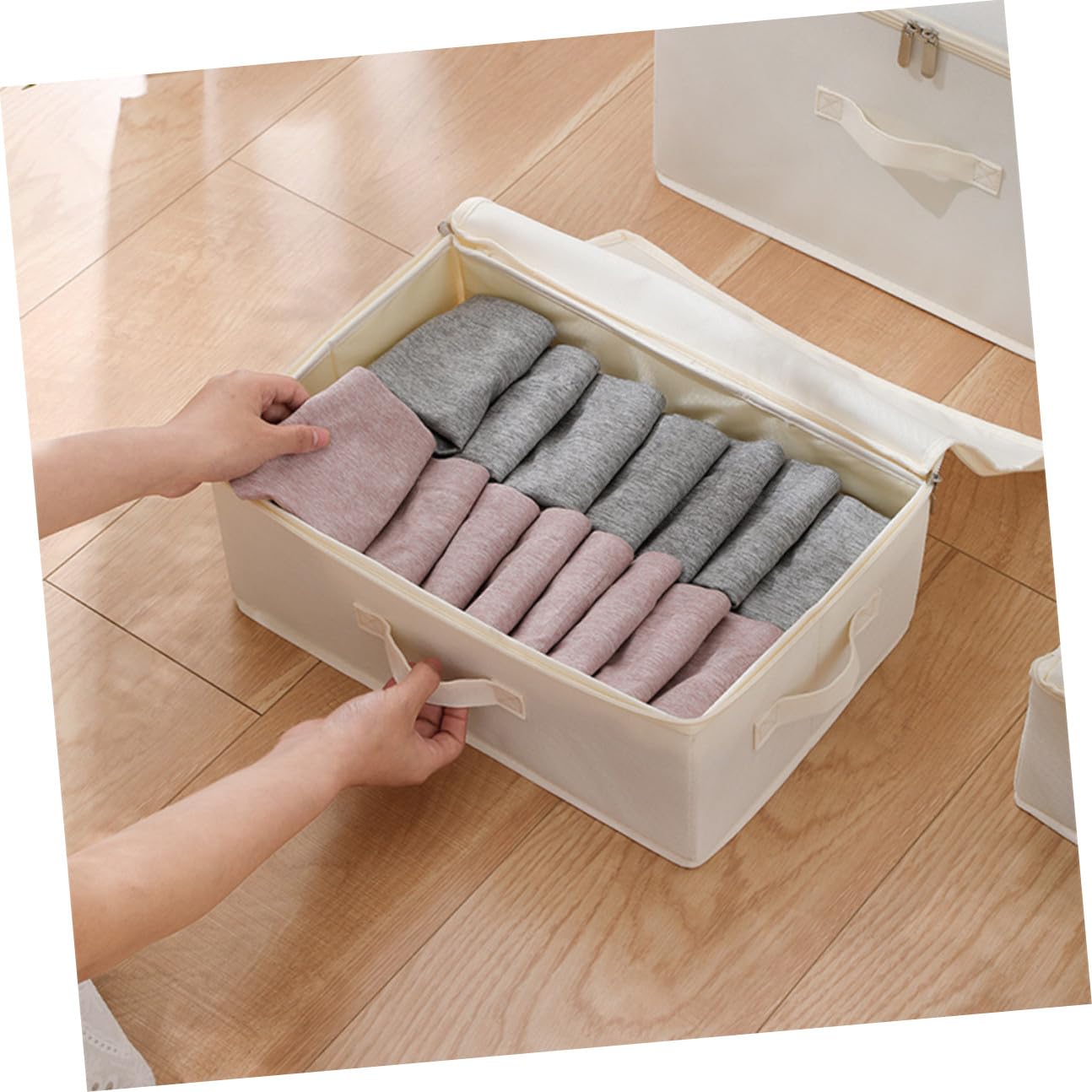 Scatola Portaoggetti Pieghevole Grande in Tessuto Oxford con Cerniera Contenitore Organizer per Vestiti e Giocattoli Capiente e Facile da Riporre