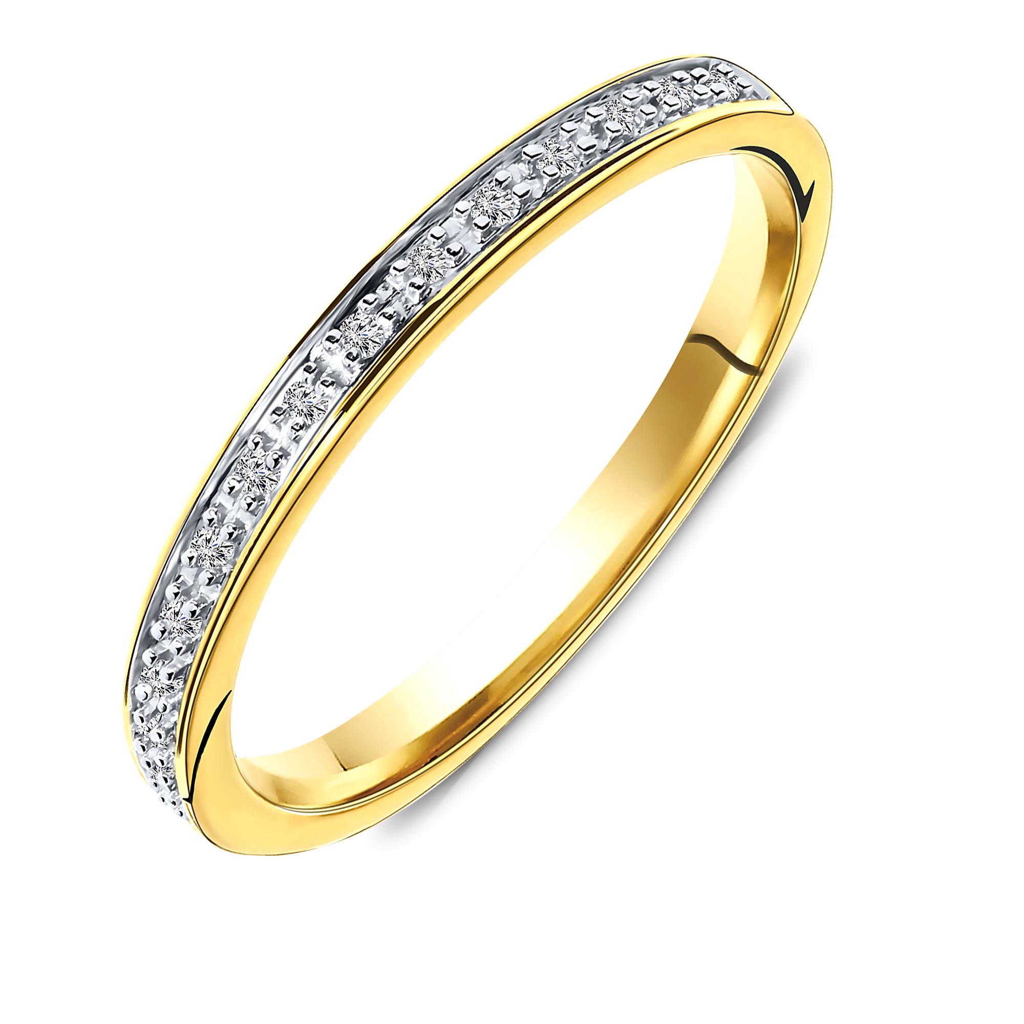 MIORE anillo de eternidad para mujer en oro blanco- oro giallo de 9 kt 375 con diamantes de 0,05 quilates …