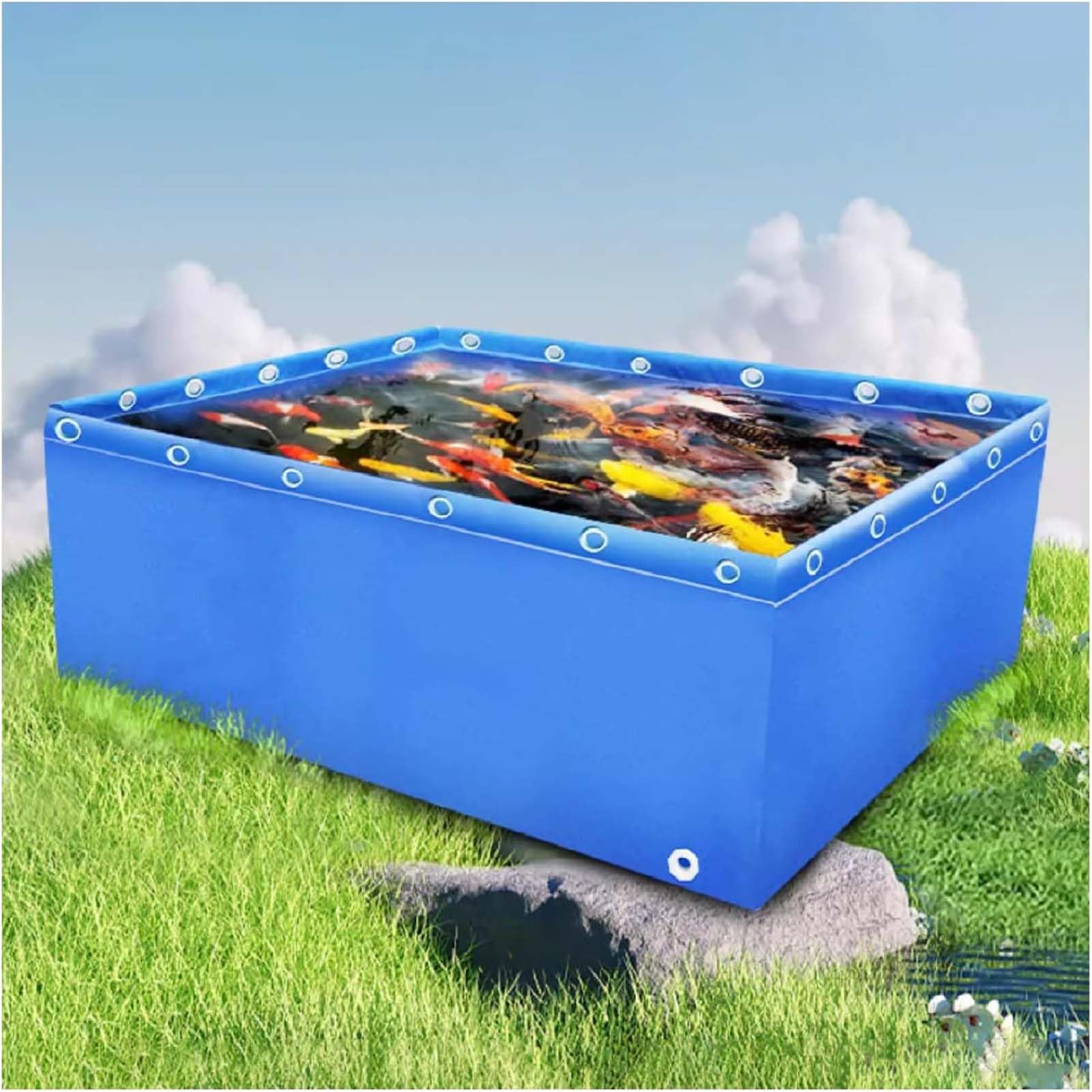 Vasca per laghetto per Koi in PVC, laghetto Pieghevole in PVC Resistente con valvola di Scarico - Piscina in plastica Perfetta per Koi, Tartarughe e Altri Animali Acquatici - Ideale per giar