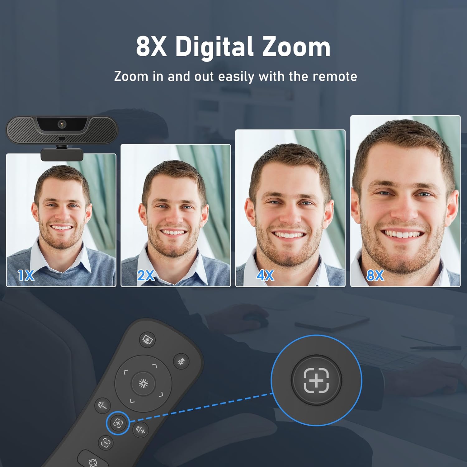 saylas 4K Webcam with Microphone and Speaker, Wide Angle 112°, Remote Control, Autofocus, Digital Zoom, Privacy Cover, Plug & Play Web Streaming Camera for Computer, USB Webcam for Pc