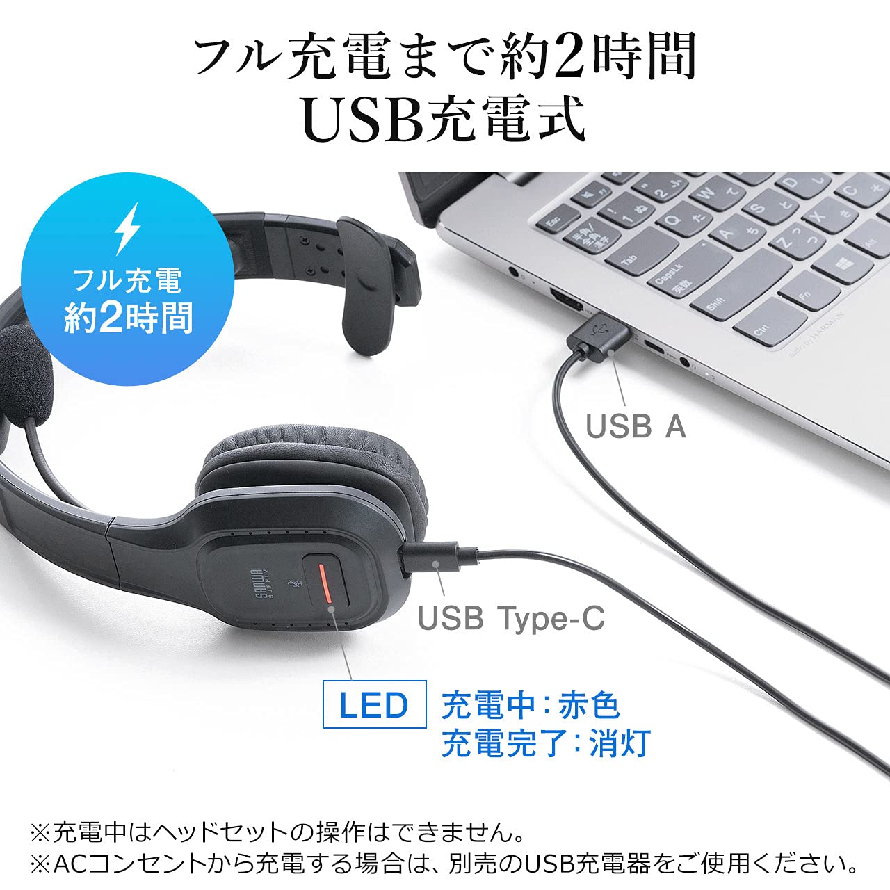 Amazon.co.jp: サンワダイレクト Bluetooth ヘッドセット 32時間連続