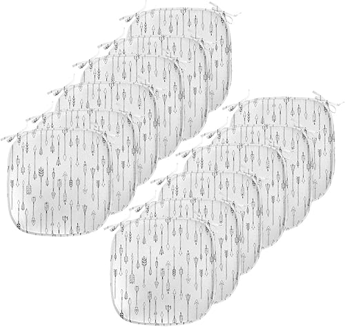 Vista 402 de Lunarable Orient - Juego de 6 cojines de asiento para silla, diseño de estrellas marroquíes, espirales y curvas abstractas, ilustración oriental