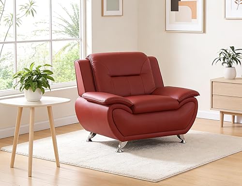 Miniatura 41 de Sofás Seccionales de Cuero, Conjuntos de Muebles de Sala de Estar, 3 Piezas Conjunto de Sofá Moderno para Sala de Crema