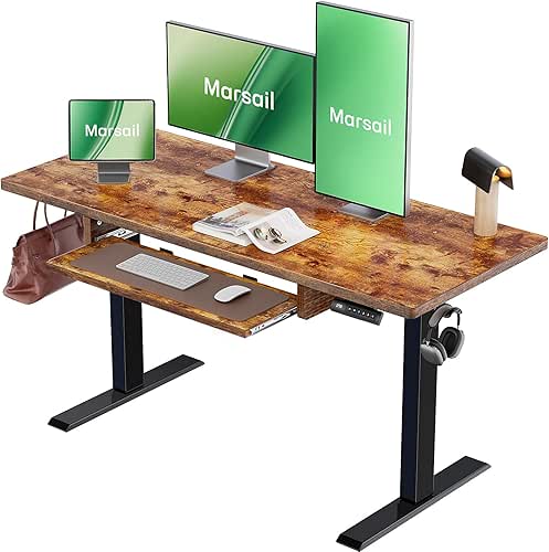 Marsail Electric Standing Desk with Ergonomic Keyboard Tray, 48x24 Inch
