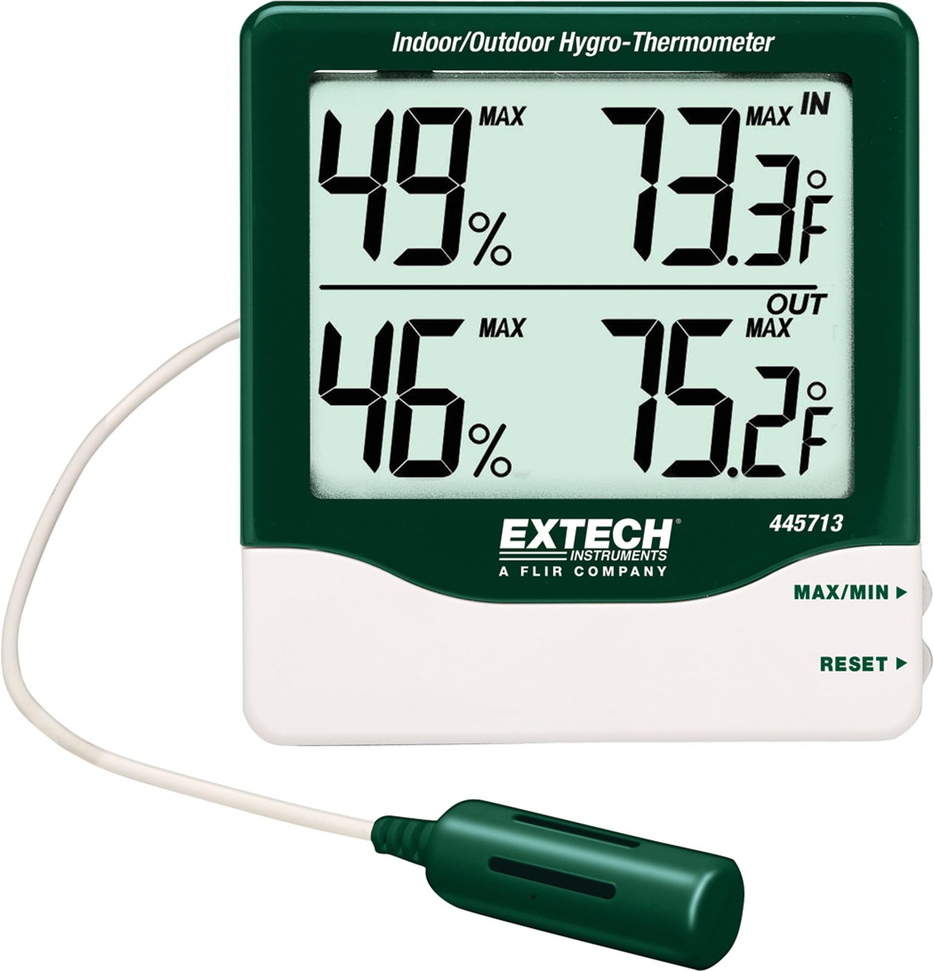445713 Big Digit Indoor Outdoor Hygro-Thermometer - Large LCD, Temperature & Humidity Display, Min/Max Tracking, Comfort Level Icons, Wall or Desk Mount, Accurate Digital Sensor