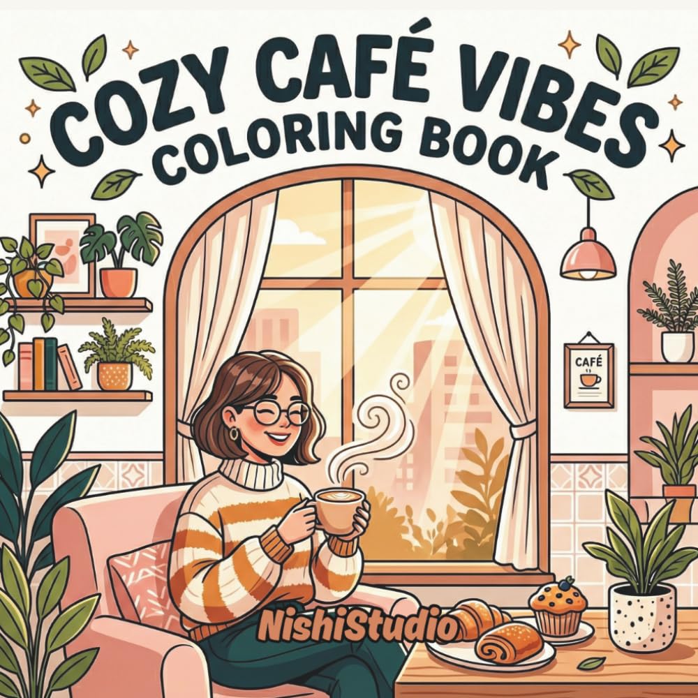 Cozy Café Vibes Coloring Book: Coffee Shop Moments for Relaxation, Soft Living, and Stress-Free Coloring