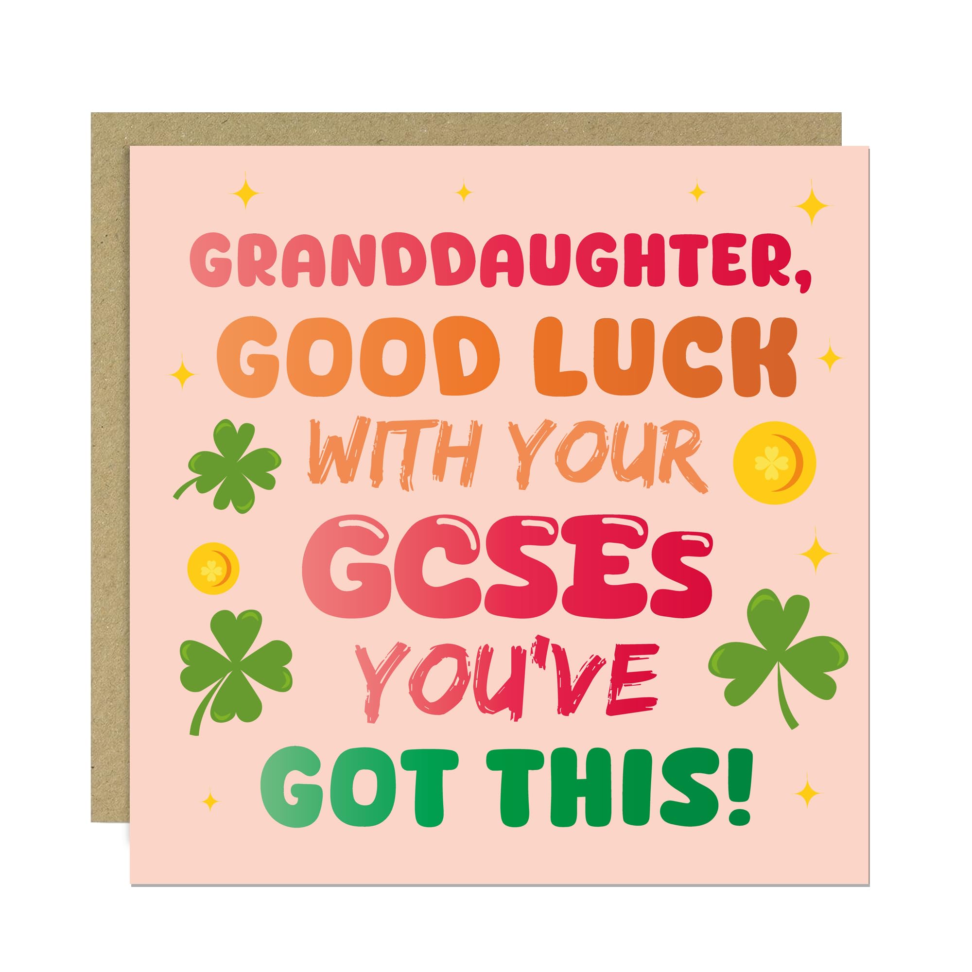 RED OCEAN Good Luck GCSEs Card For Granddaughter You've Got This With Kraft Envelope Encouragement Exam Success Greeting Card Granddaughter Card For Good Luck