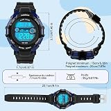 Juboos Montre Enfant avec Bracelet Imprimé et 7 Lumières Colorées,Montre Digitale Étanche pour Enfants avec Oreilles de Chat pour Garçons et Filles de 5 à 15 Ans - 6