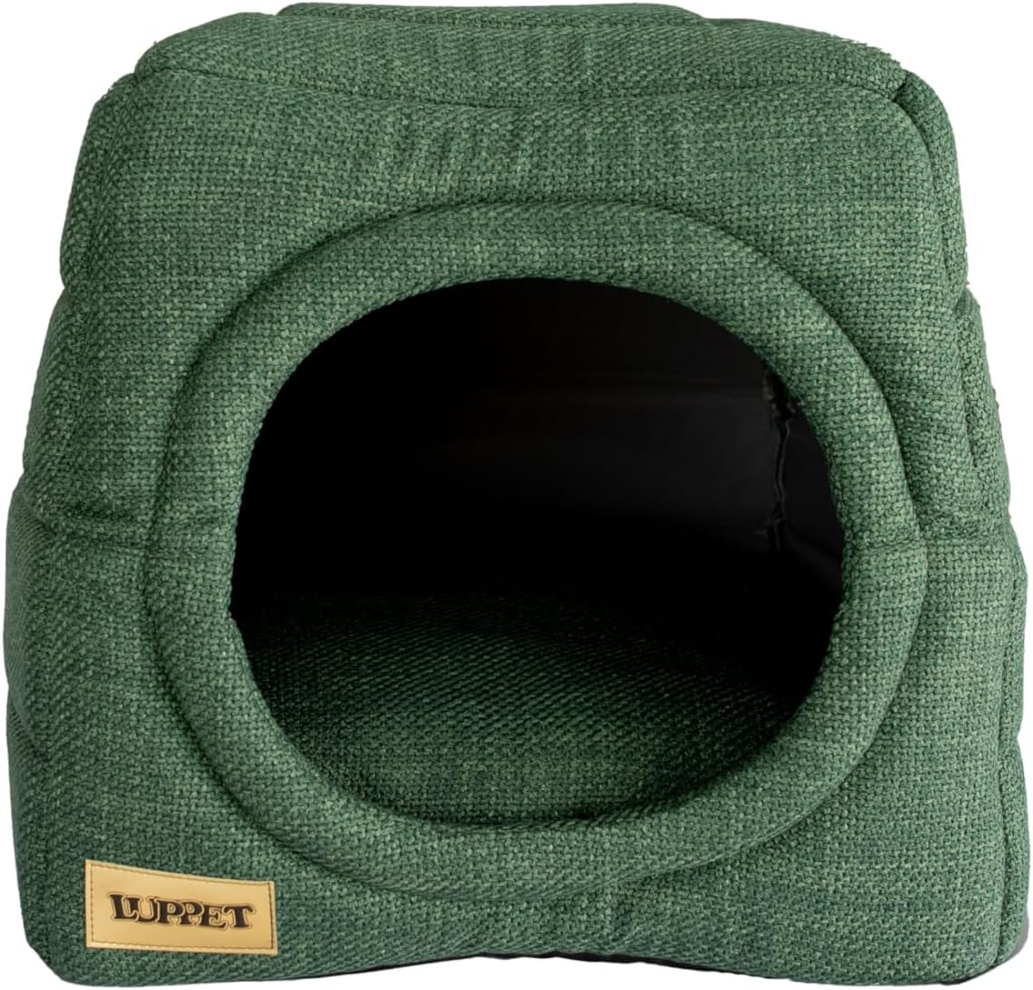 Cama iglu toca para cachorro e gato, cama 2×1 para cachorro ou gato com almofada, Cor Verde TAM. G