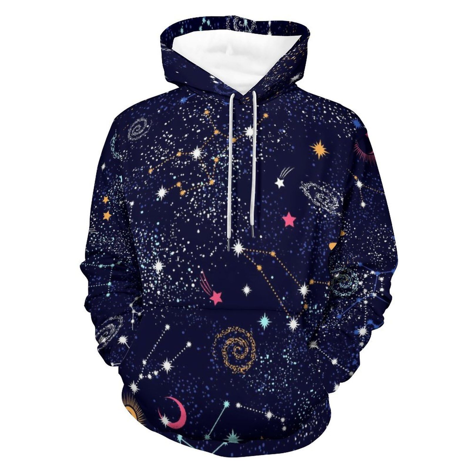 Bhtgtrfdtd Unisex Multi1 Sweatshirts Space Galaxy Constellation Zodiac Star Planet Men's Hoody Hoodies Pullover Pockets