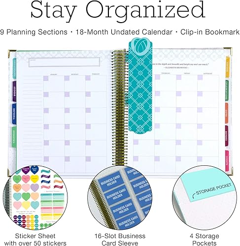 Miniatura 3 de Organizador de boda de 9.0 x 11.0 pulgadas, con tapa dura, marcadores, calcomanías de planificación, tarjetas de presentación del propietario y