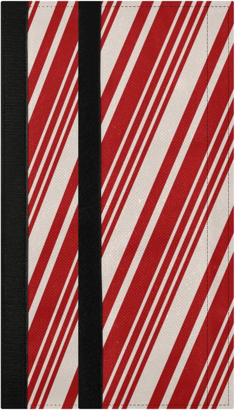 Christmas Candy Cane Stripes Refrigerator Door Handle Covers Winter Red Cream Colors Kitchen Appliances Gloves For Microwave Dishwasher Fridge Door Cloth Protector 2pcs