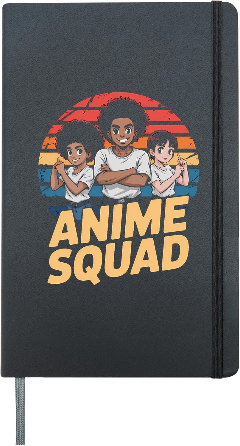 Afro Anime Melanin Kawaii Style Hardcover Journal, Black