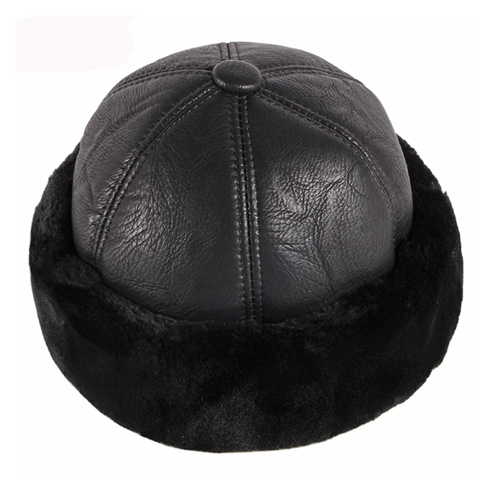 Gruba ciepła czapka zimowa Męska czarna czapka z podszewką z wełny (Color : Black, Hat Size : 58-59cm)