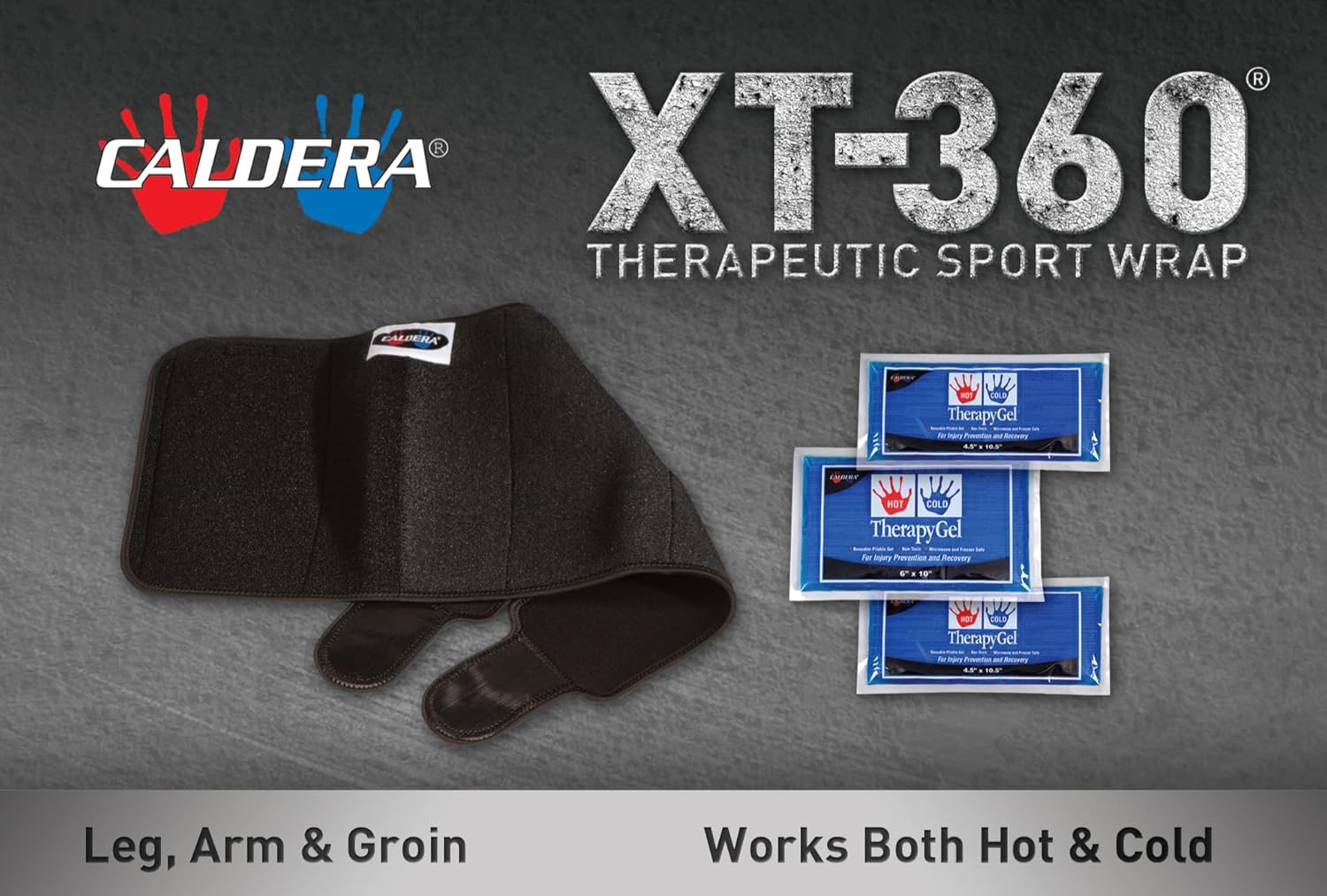 Caldera Knee Ice Pack Wrap Made in USA Large - Reusable Hot & Cold Therapy Gel After Surgery Injury Adjustable Compression Strap Breathable Sleeve Ice Pack for Knee Pain Relief Leg Arm Groin