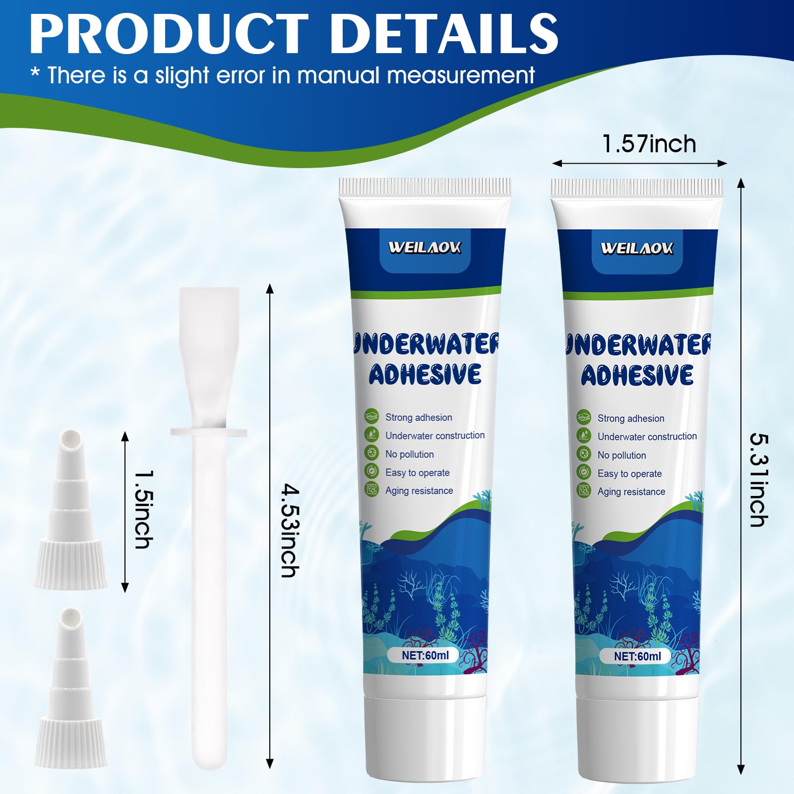 Silicona Transparente Sellante para Acuario Impermeable 60ml*2