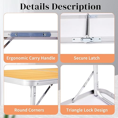 Vista 81 de Outvita Mesa de camping plegable portátil de 2.3 pies, mesa de picnic impermeable al aire libre, maleta ligera de aluminio, mesa plegable