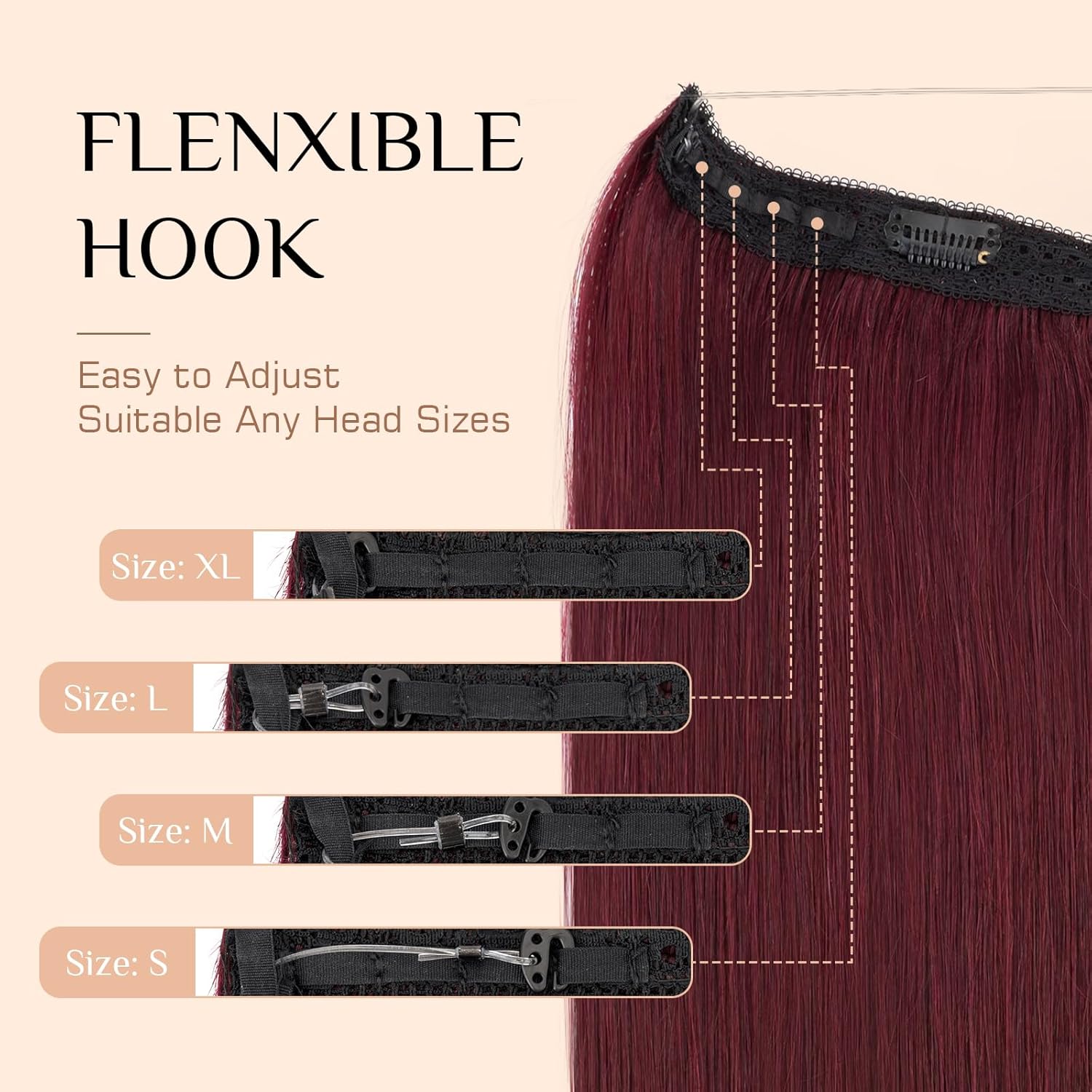 Rich Choices Halo Hair Extensions Real Human Hair Remy Hairs Halo Extension for Women Invisible Wire One Piece Clip in Hairpiece 16 Inch Straight-#99J Burgundy Red
