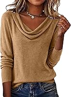 Women's Cowl Neck Cashmere Sweater: Lightweight Long Sleeve Knit Pullover for Cozy Fall Winter Trendy Outfits
