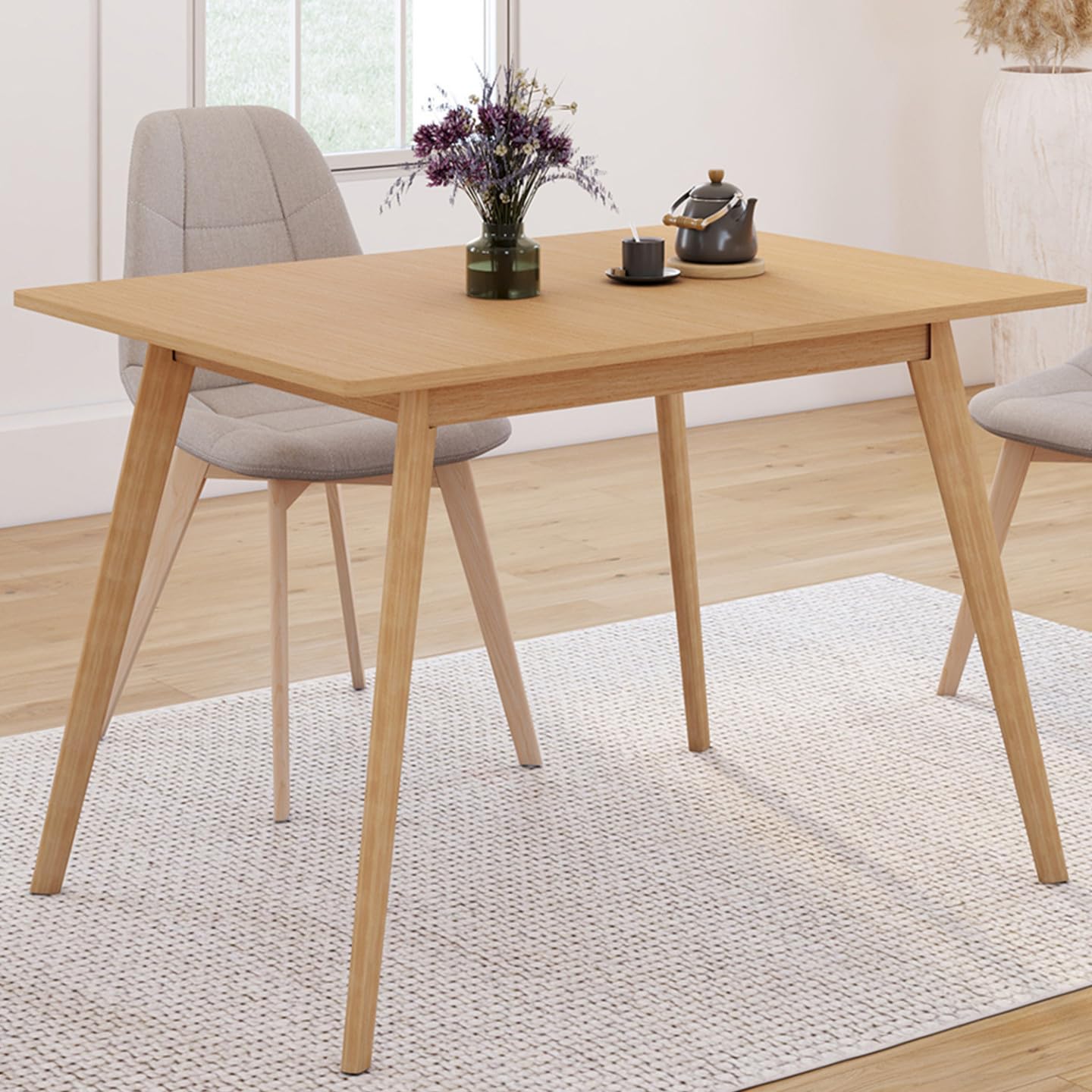 IDMarket - Mesa de comedor extensible rectangular Noor 4-8 personas, efecto madera 110-150 cm