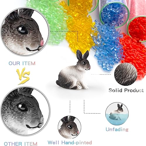 Miniatura 6 de Figura de conejito de animales de granja, 8 piezas, figura de erizo, juguetes de vaca para niños, decoración de tartas de conejo, suministros de