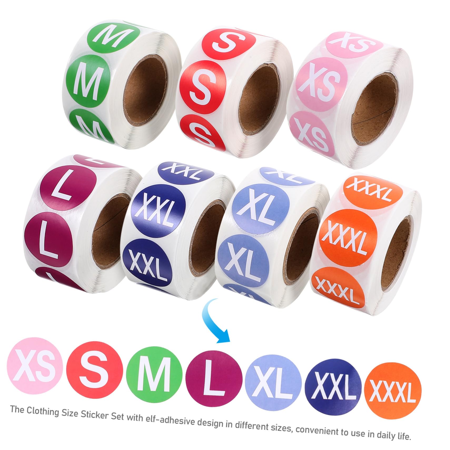 TEHAUX Lot De 4 Étiquettes Didentification De Vêtements Rondes Adhésives Faciles À Utiliser Pour La Vente Détail 7 Rouleaux X 4