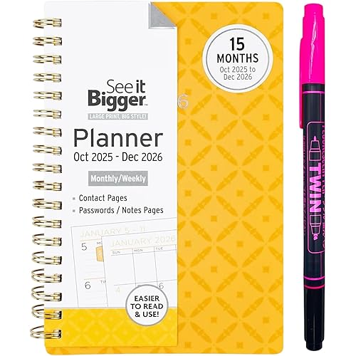 2026 PlanAhead Weekly/Monthly Planner 4 x 6 Inches, SEE IT BIGGER Format and Customizable Color Pen