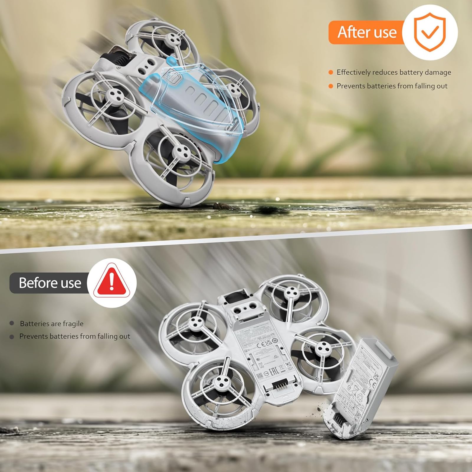 LICHIFIT Carrello Di Atterraggio Per DJI Neo, Custodia Batteria Con Gamba Rialzata, Accessori 2 In 1, A Sgancio Rapido, Arancione - 2