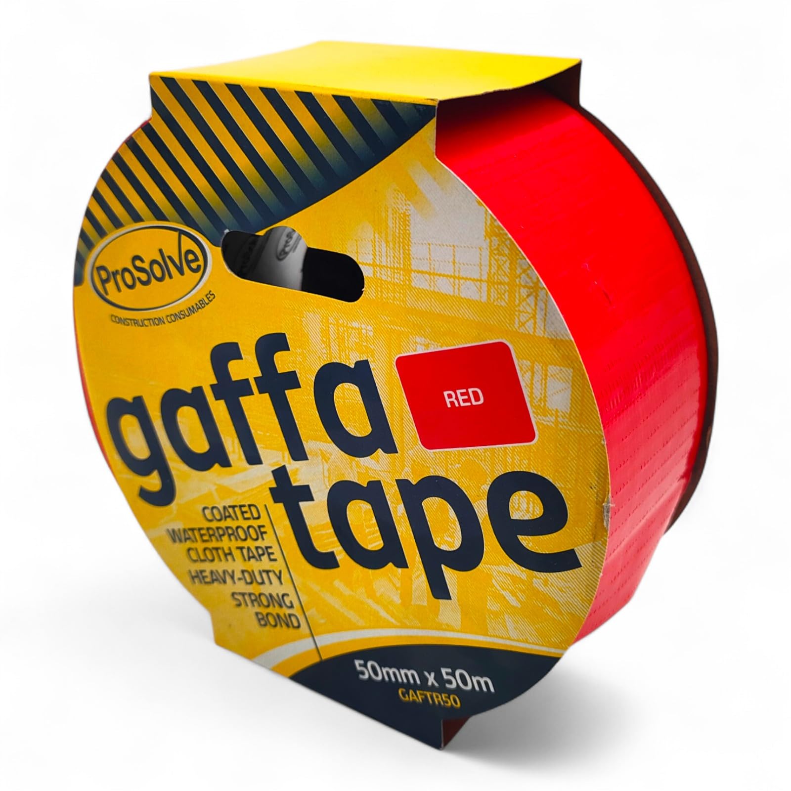 MSF PROSOLVE 50mm x 50m White, Red, Green, Blue, Black, Silver, And Yellow Premium Gaffer Tape Cloth Gaffa Duct Waterproof Pack OF (1, 2, 5, 10) (50mm x 50m, 5 X RED)