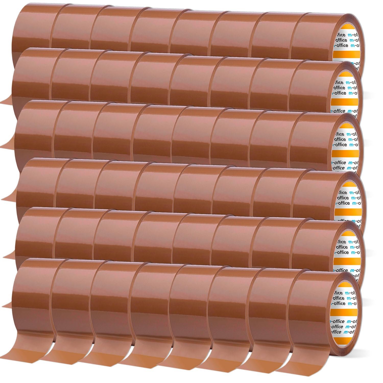 m-office Cinta Adhesiva, Cinta Adhesiva Marrón de Embalar, Rollo de Cinta para Embalaje de Cajas, Envíos, Mudanzas y Manualidades, Precinto Seguro y Resistente, Cinta Adhesiva (48 unds, 48mmx66m)