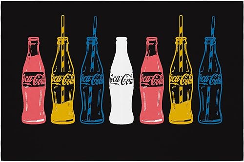 Miniatura 2 de Ottomanson Coca-Cola - Alfombras de goma antideslizantes con diseño de botellas coloridas de 3 x 5 pies, lavables a máquina, alfombras para sala de