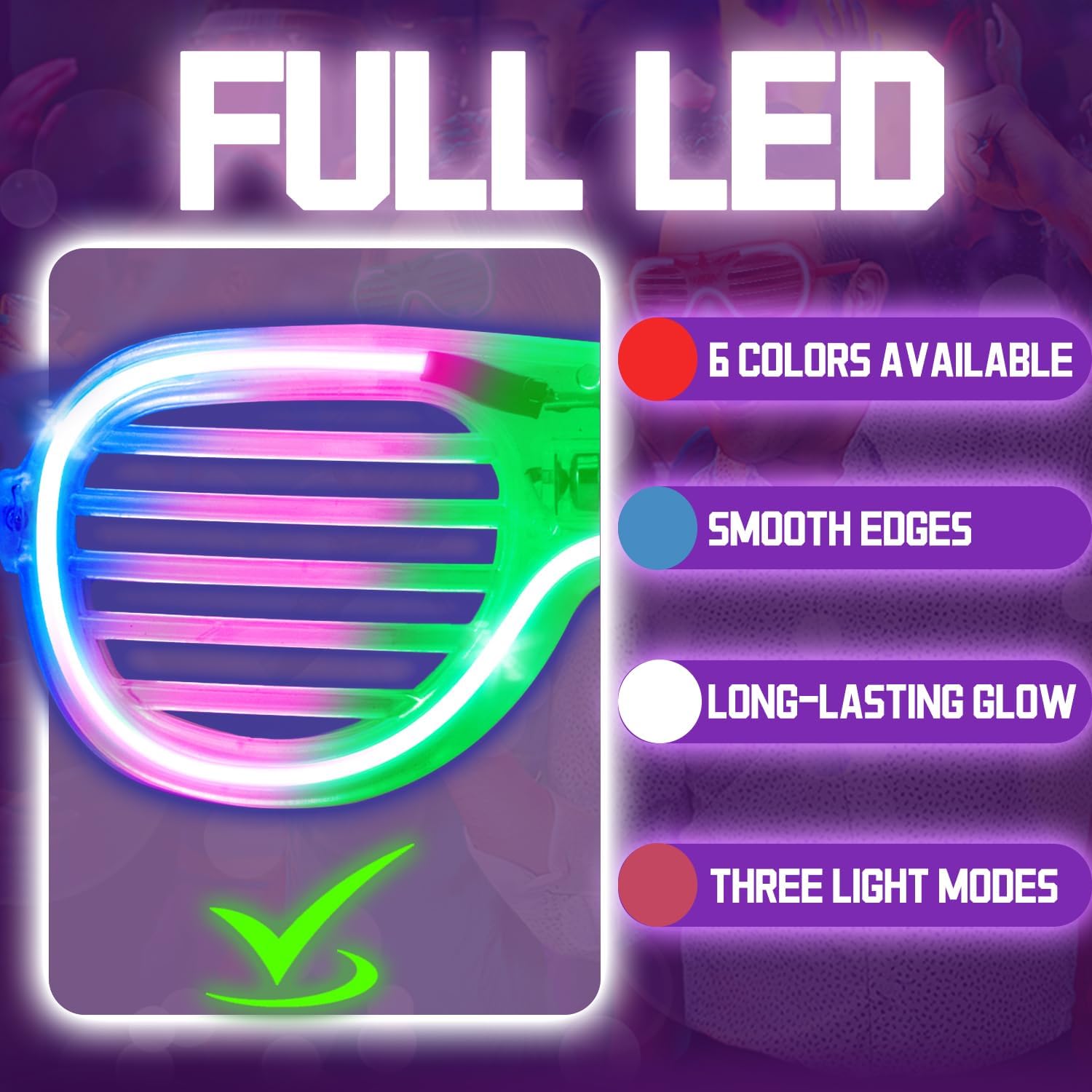 150 Pack Light up Glasses(6 Colors) with 3 Flashing Mode, LED Glasses Bulk For Halloween Neon Rave Party Supplies, Glow in the Dark Party Favor Glasses for Carnival Festival Birthday Wedding Adult Kid