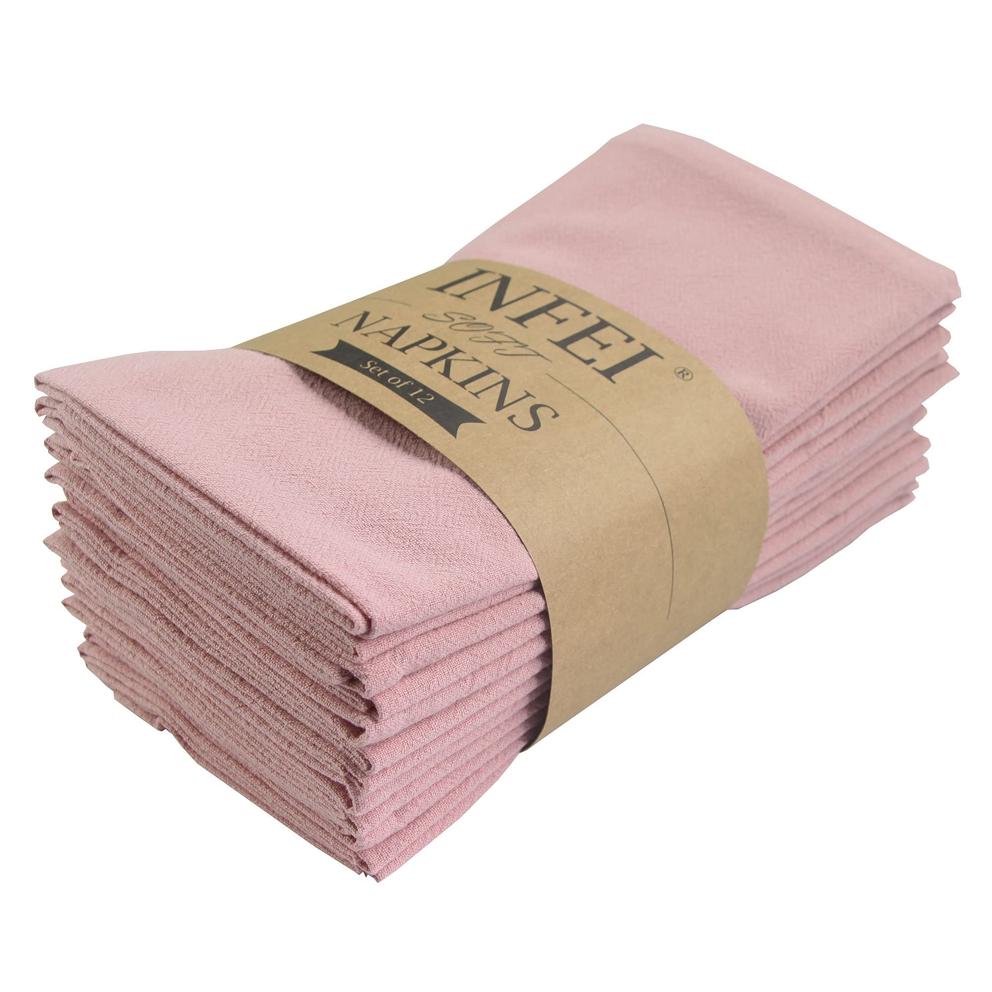 Servilletas de Tela de Cena de Color Liso, Juego de 12 (15.7 x 11.8 Pulgadas), servilleta de Mesa de Cocina de algodón Reutilizable, para Fiestas, hoteles y Uso doméstico (Rosa empolvado)