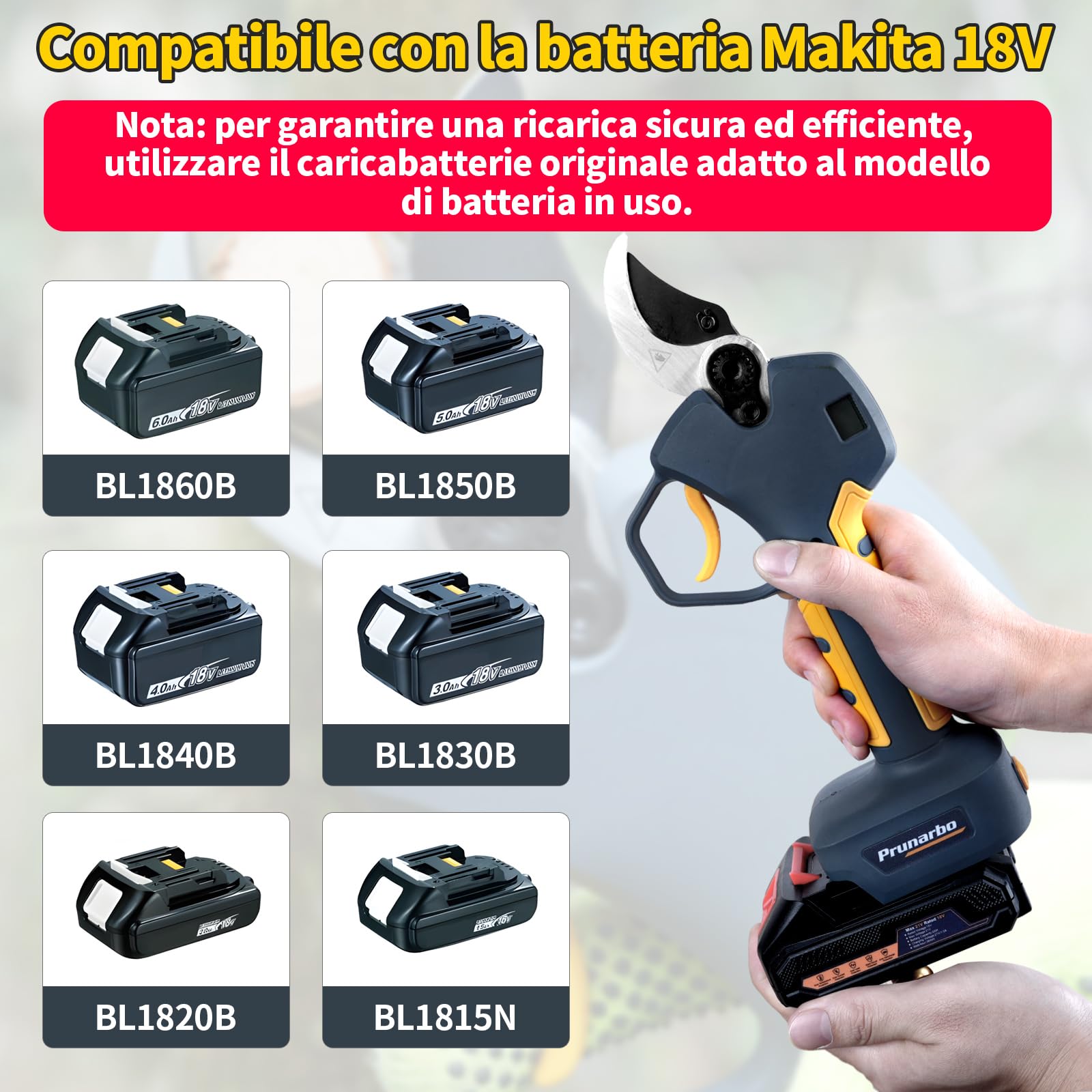 Forbici Potatura 40mm con Asta Telescopica e 2 Batterie 2Ah | Raggiungi rami alti senza scala, ideale per ulivi, vigneti e alberi da frutto con taglio potente e preciso