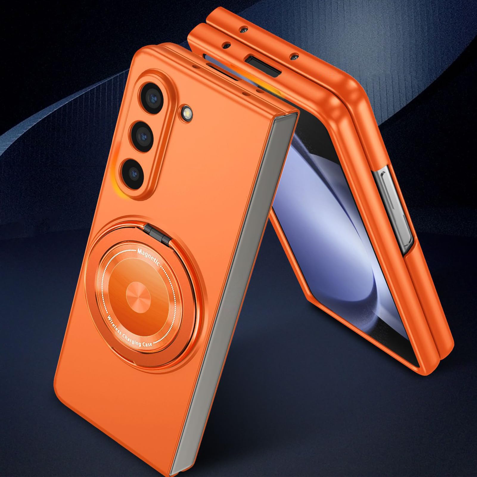 Custodia Cool For Samsung Galaxy Z Fold 8 Ultra, Anello Magnetico Rotante Lente Avvolgente Completa Cover Resistente Ai Graffi Protezione Dalle Cadute Guscio Rigido For PC Leggero(Blue)
