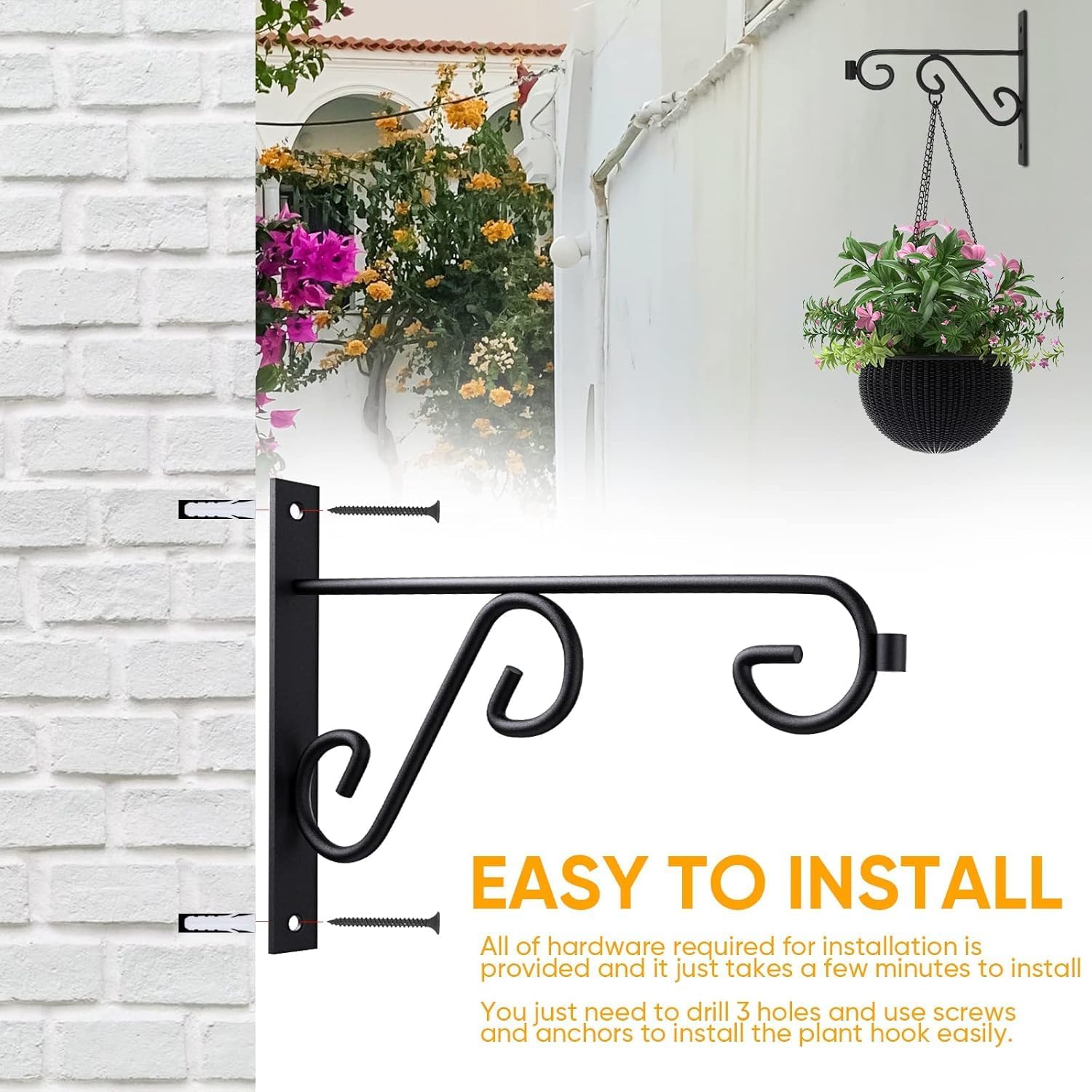 16Pack 9in Plant Hanger,Metal Wall Hook,Anti-Rust Indoor Outdoor Wall Hangers for Bird Feeders, Planters, Lanterns, Wind Chimes,Doorplate